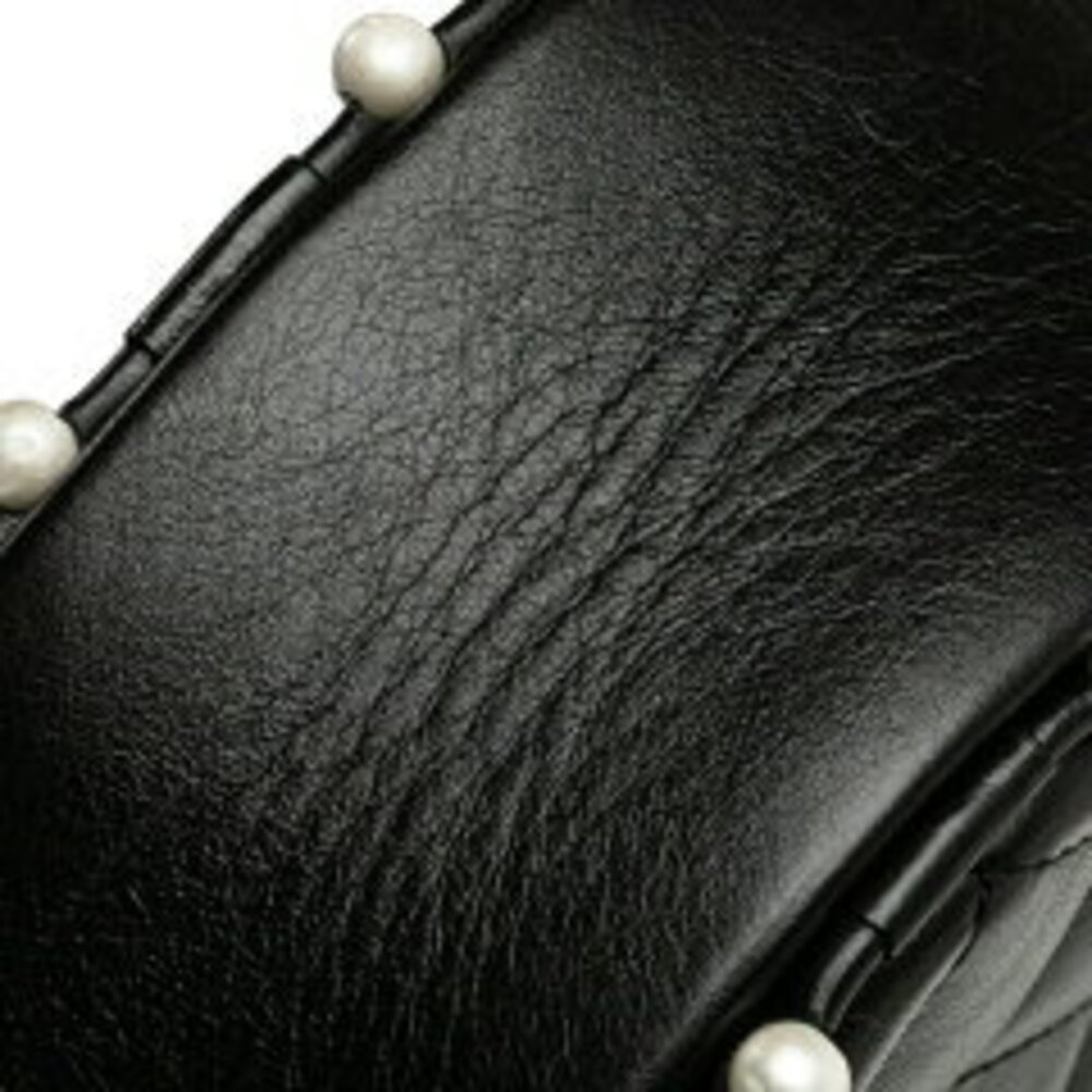 Chanel Matelasse Coco Mark Chain Shoulder Bag Black Lambskin Faux Pearls - Picture 4 of 10